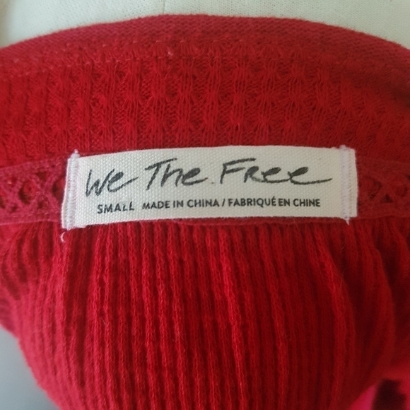 We The Free Free People Must Have Henley Thermal Red Long Sleeved Top - Picture 12 of 16